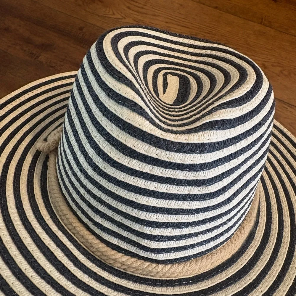 Permanent Vacation Navy & White Striped Straw Sun Hat - One Size